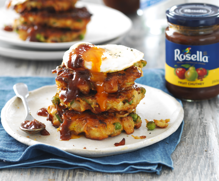 Bubble and Squeak Fritters with Fruit Chutney Rosella